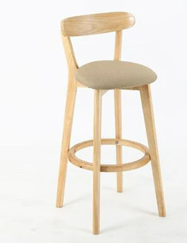 

European Style Solid Wood Bar Chair Modern Simple High Stool Back Cash Register Front Desk Home