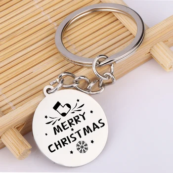 

Gift Keychain Merry Christmas Stocking Stuffer Engraved Merry Christmas Long Chain Happy To Friends Family Anniversary Key Fob