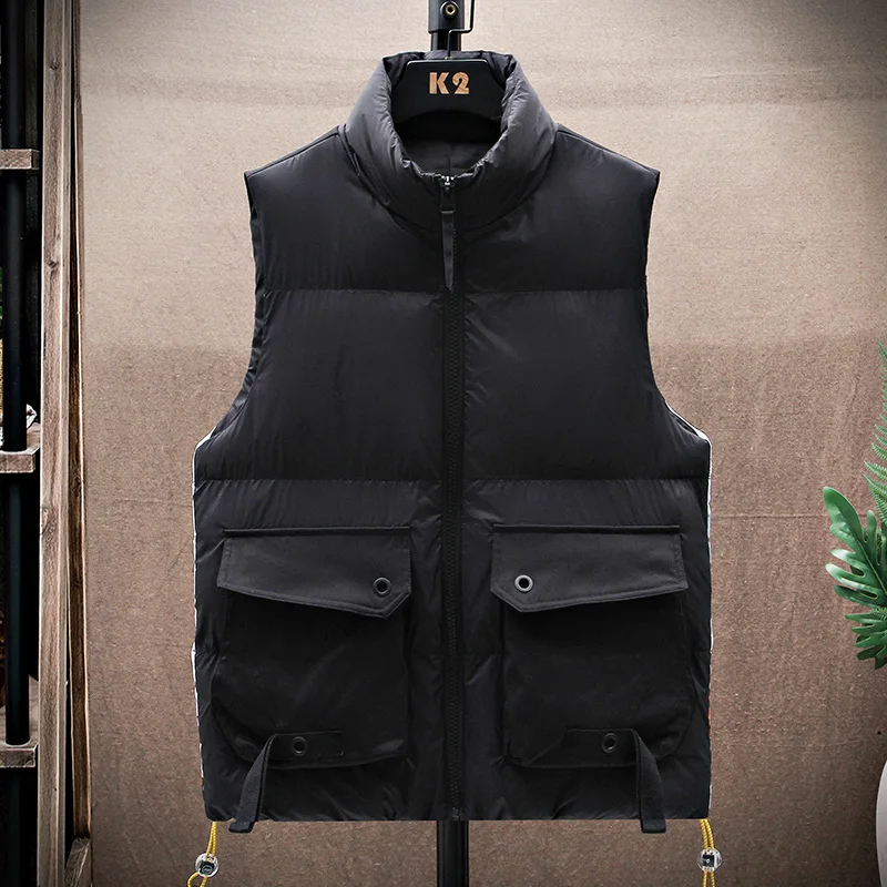 Fashion Men's Sleeveless Vest Jackets 2023 Autumn Winter Casual Slim Warm Cotton-Padded Coat Youth Streetwear Thicken Top Parkas