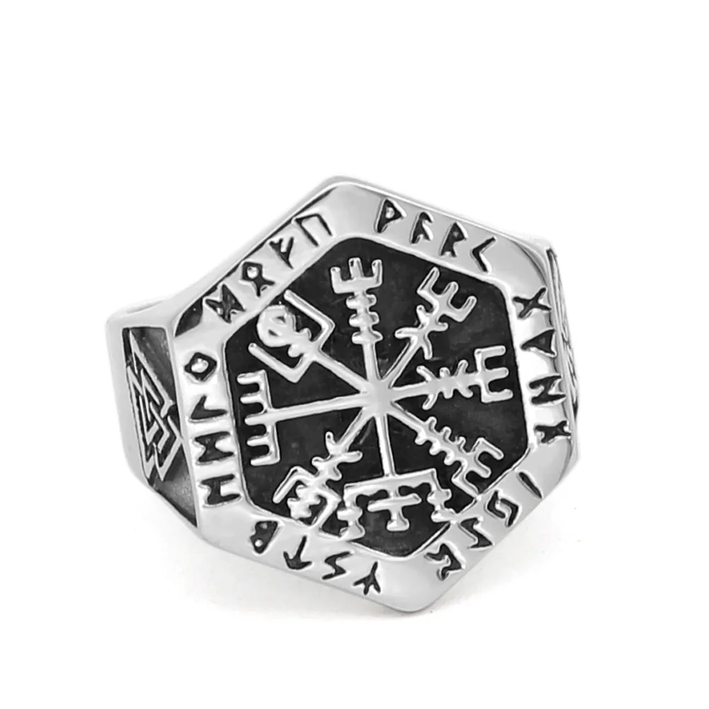 Скандинавский Викинг Руна Валькнут vegvisir кольца из нержавеющей стали с валкнутом