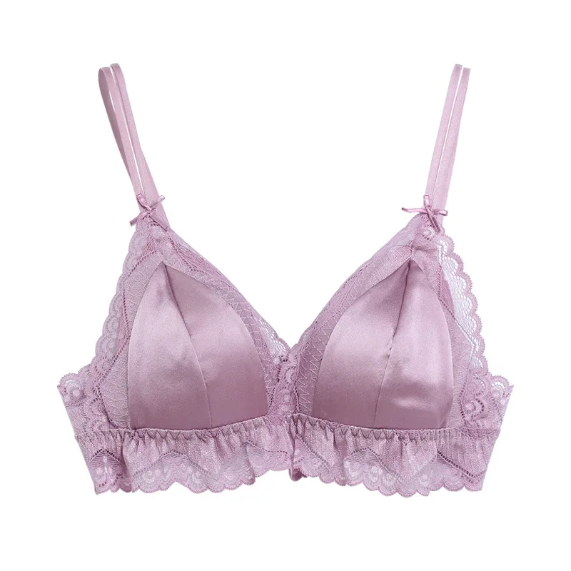 Bulk-buy Bra Silk Girl Small Breast Triangle Cup No Underwire Sexy  Underwear Bra Lace Thin Style No Trace price comparison