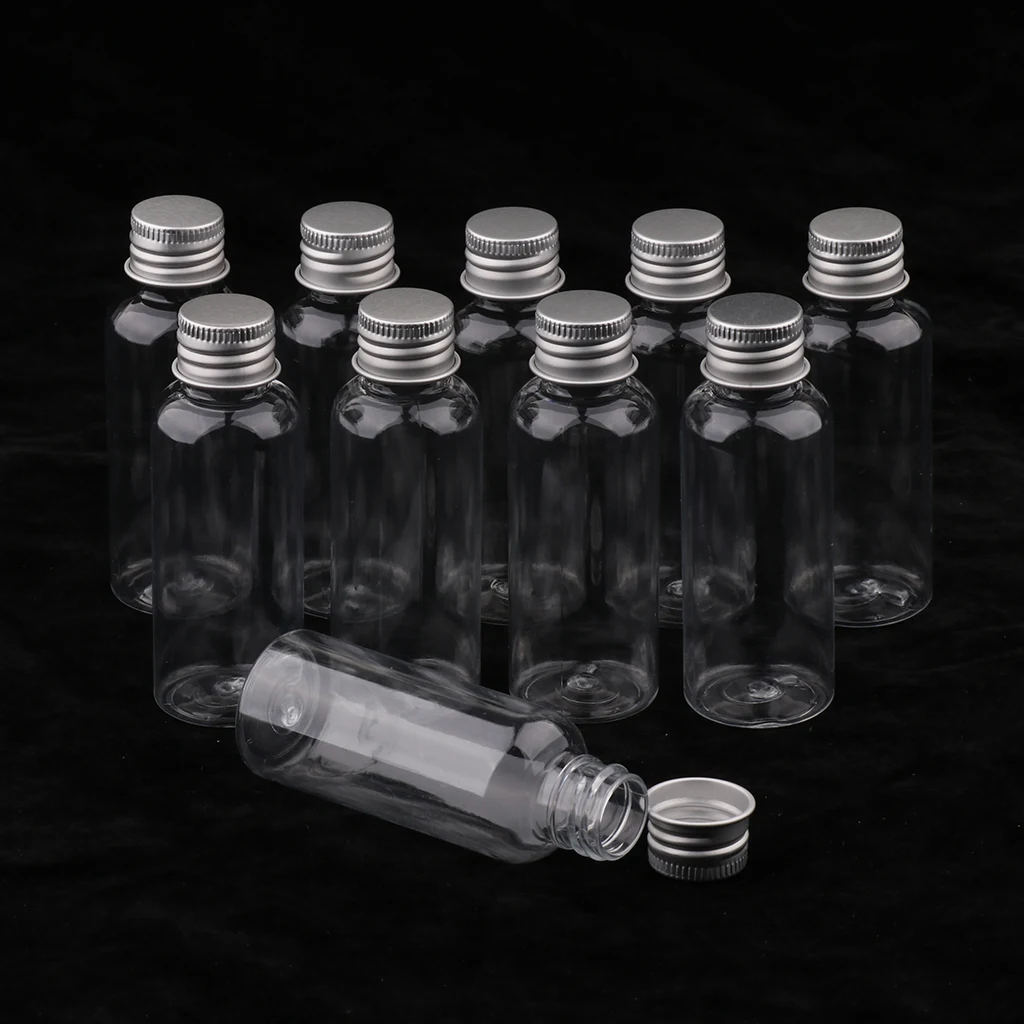 10pcs 50ml Wide Mouth Lab Reagent Bottle Essential Oils Sample Vials Clear