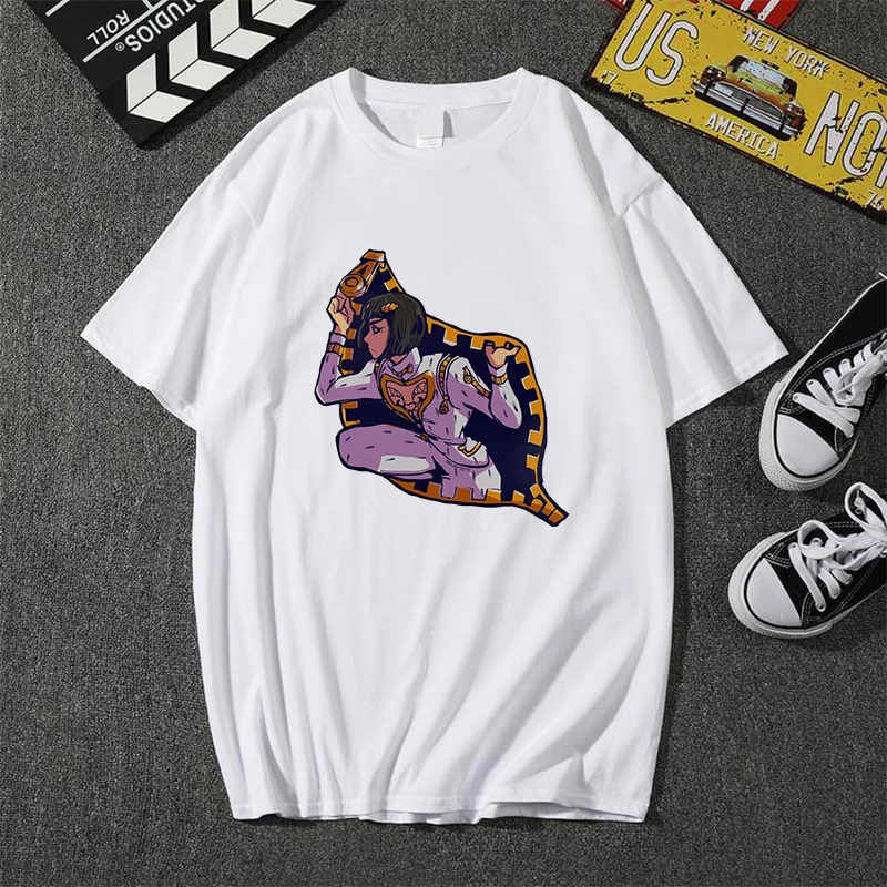 

Showtly Anime Shirt Camisetas Jojos Manga Bizarre-Adventure Harajuku Streetwear Cotton Vintage Men/Women T Shirt Casual Tee Tops