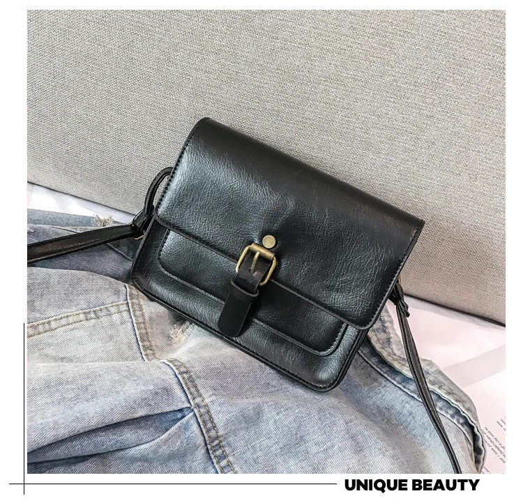 Ретро Маленькая квадратная раскладушка модная повседневная кожаная сумка через плечо женская сумка-мессенджер элегантный простой темперамент клатч