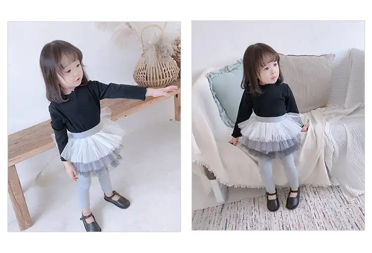 Girls Leggings Autumn New Baby Girl Skirt-pants Toddler Mesh Patchwork Leggings Girls Pants Kids Velvet Thick Warm Legging