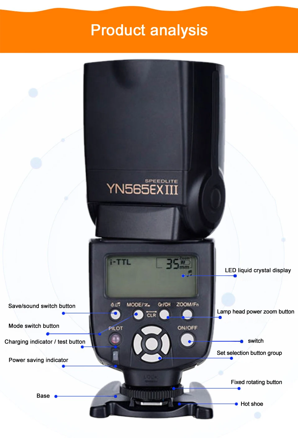 Светодиодная лампа для видеосъемки YONGNUO YN565EX III ttl Вспышка Speedlite для Canon 1100d 650d 600d YN565EX для Nikon D3300 D3100 D5200 D800 D750 D7100 камеры