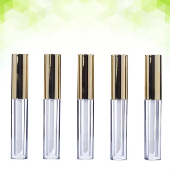 

10pcs 10ml Labial Glair Circular Tubes Empty Lip Gloss Tube Plastic Body Lip Glaze Bottle for Female (Golden)