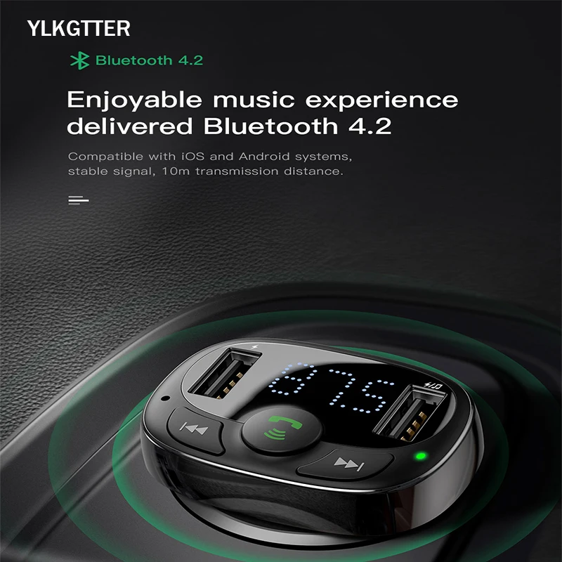 YLKGTTER T Форма радио Функция автомобильное зарядное устройство для iphone X/11 iphone 6/5s/6p huawei Mate30 Led экранный высокий ток мини-зарядное устройство