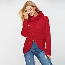 Fashion Casual Winter Women Knitting Long Sleeve Wool Cardigan High Collar Baggy Sweater Simple Plain Color Tops 2020 Robe Femme Fashion Casual Winter Women Knitting Long Sleeve Wool Cardigan High Collar Baggy Sweater Simple Plain Color Tops 2020 Robe Femme