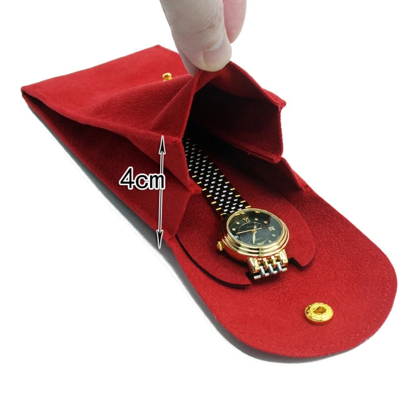 Watch Pouch Flannelette Fabric Watch Bag Durable Travel Pouch Case Buckle Design Not Easy to Fall Off Protect Your watch storage box watch storage bag watch storage pouch