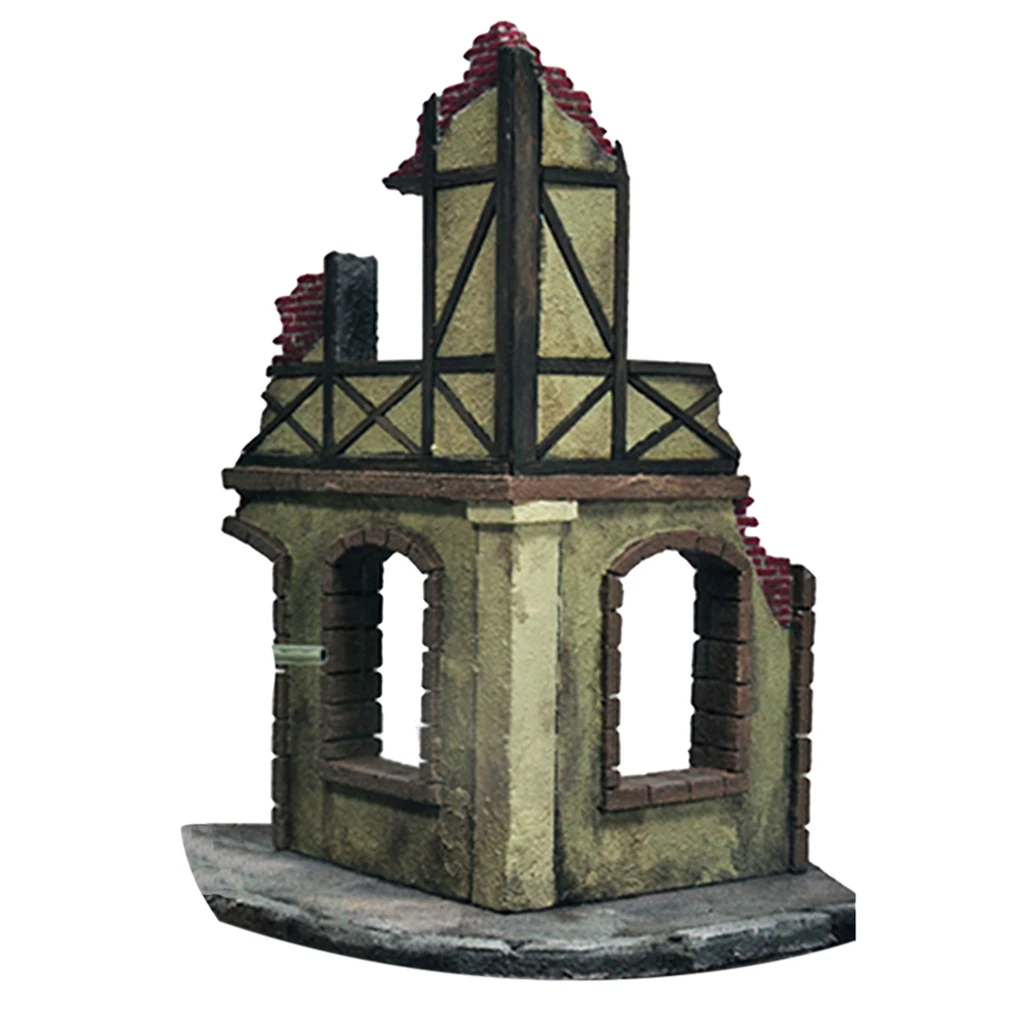WWII Ruins Corner House Military Model Building Kit 1/35 Scale Diorama Scene