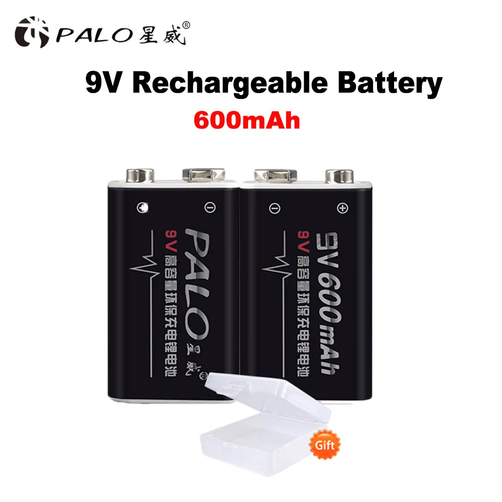 

PALO 9V batteries 6f22 6F22X 9v li-ion 600mAh rechargeable battery for radio, camera, toys, walkie talkie etc