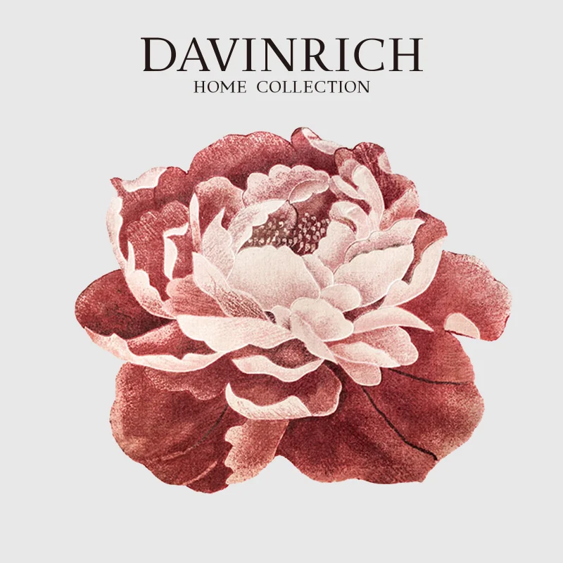 

DAVINRICH Peony Flower Carpet Girlish Camellia New York Bedside Bathroom Door Mat Mirror Front Floor Art Rug Handmade Romantic