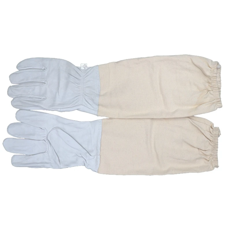 

1 Pair Beekeeping Gloves Sheepskin Breathable Material Bee Tools Mesh Hollow Breathable Anti-bee Gloves Beekeeping Canvas Gloves