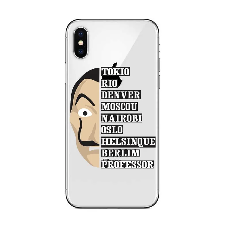 Для iPhone X Fundas для iPhone 5 5S SE 6 6S 7 8 Plus ТВ серии деньги Heist дом бумажная упаковка крутая мультяшная задняя крышка - Цвет: TPU