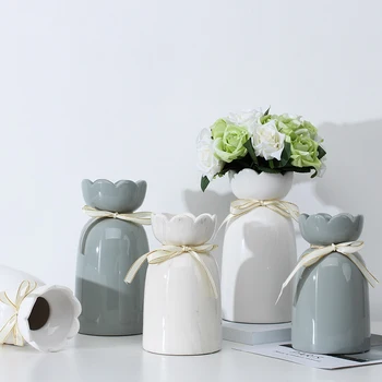 

SIMPLE MODERN INS STYLE BOW CERAMIC VASE HOME DECORATION FLOWER VASE FOR HOMES FLOWER DECORATION LIVING ROOM TABLE DECORATION J