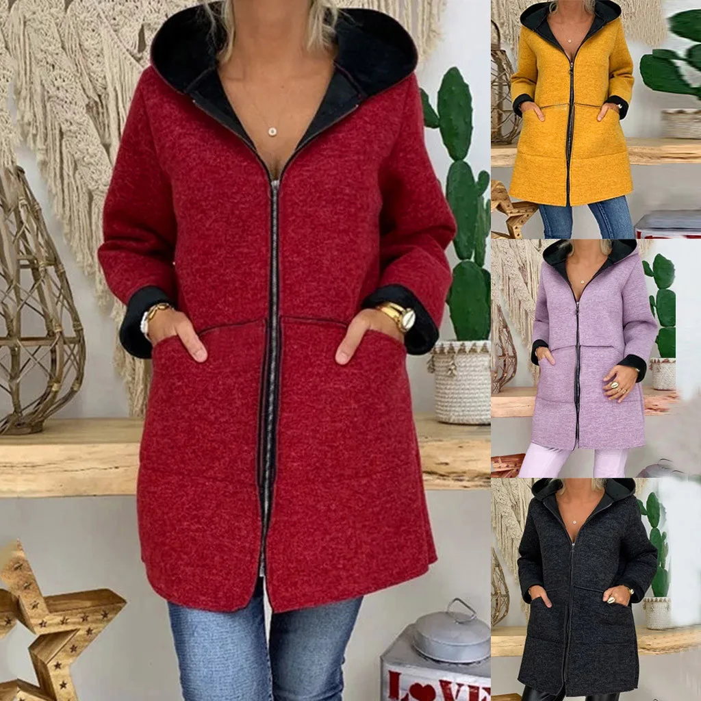 Chaqueta mujer зимнее пальто женская осенняя и зимняя шерстяная одежда с длинными рукавами пальто-свитер abrigos mujer invierno
