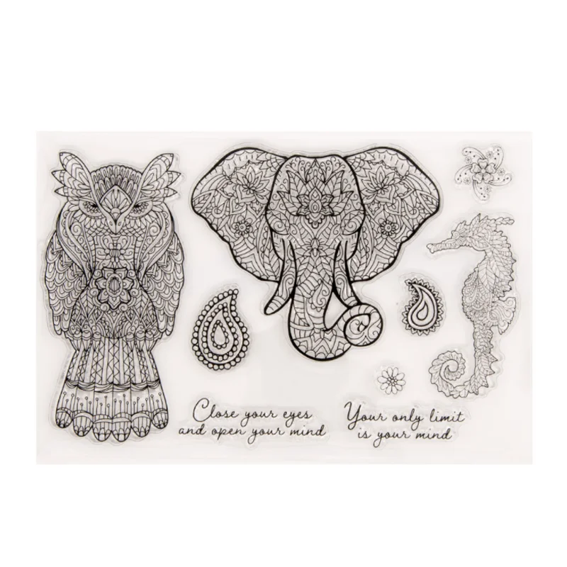 

1pc Parrot Elephant Transparent Silicone Stamp DIY Scrapbooking Rubber Coloring Embossed Diary Decor Template Reusable 20*13cm