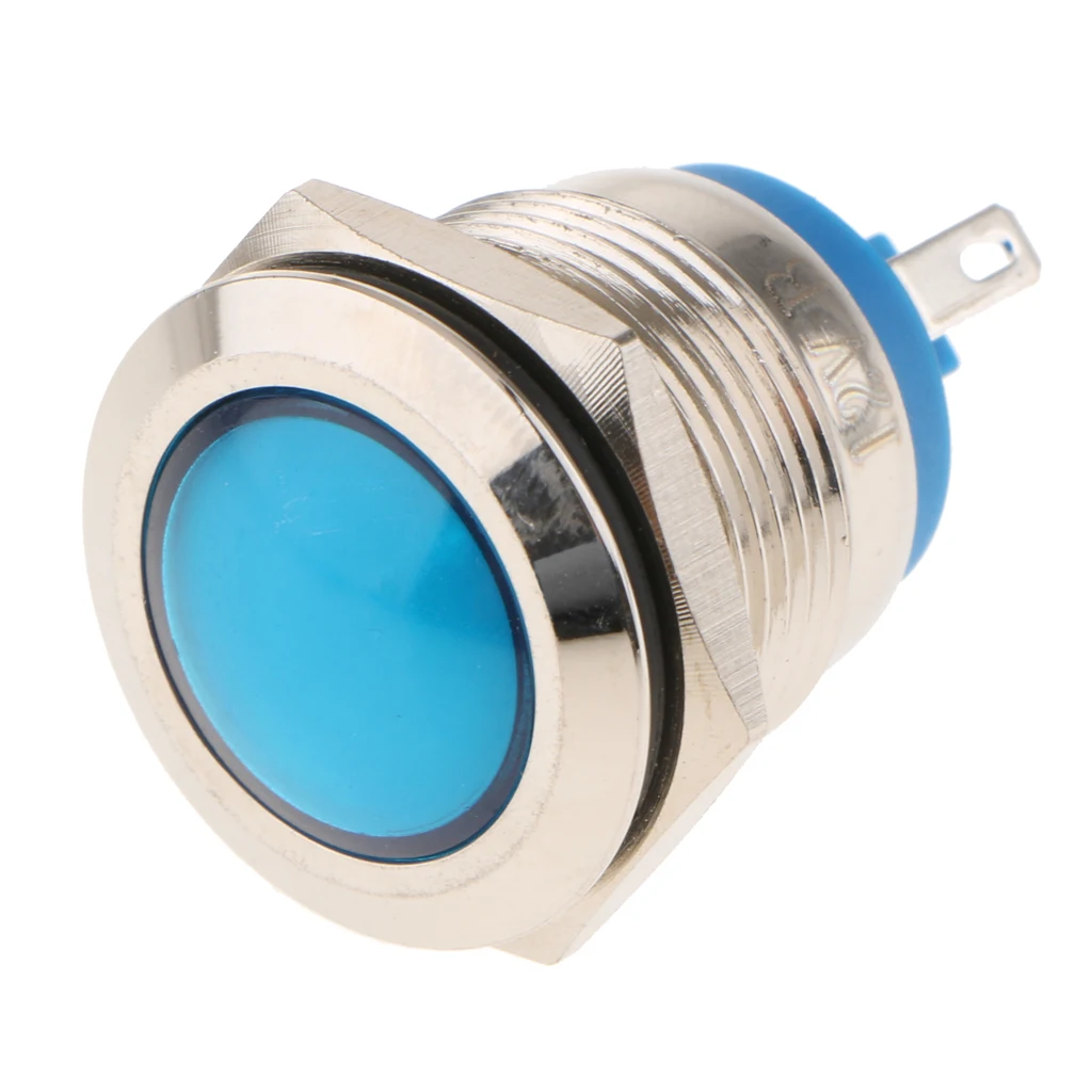 19mm 12V Waterproof Metal Signal Indicator Light Pilot Lamp IP67