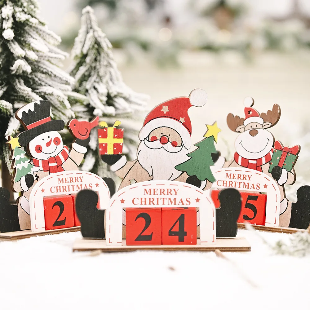 Christmas Countdown Advent Calendar With Number Wooden Blocks 
