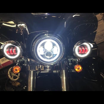 

2PCS 4.5 Inch 30W Round Black LED Passing Fog Lights Amber Turn Signal Halo for Harley Davidson Motorcycles Headlamps Halo Ring