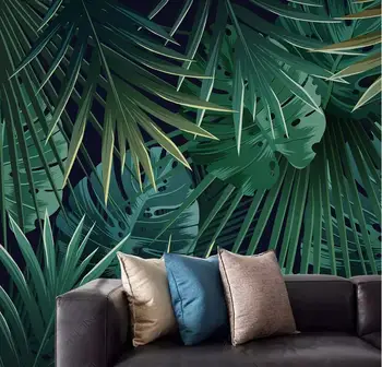 

CJSIR Banana Leaf Mural Wallpaper European Tropical Rainforest Painting Wall Covering Living Room Bedroom Photo Wallpaper Decor