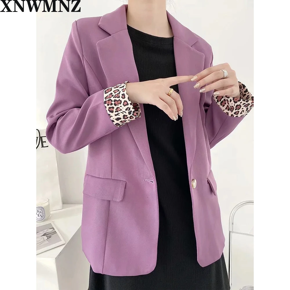 

Za Women 2020 Fashion Office purple Single Button Office Lady Blazers Jacket Coat Vintage Outerwear Chic Female Trousers Tops