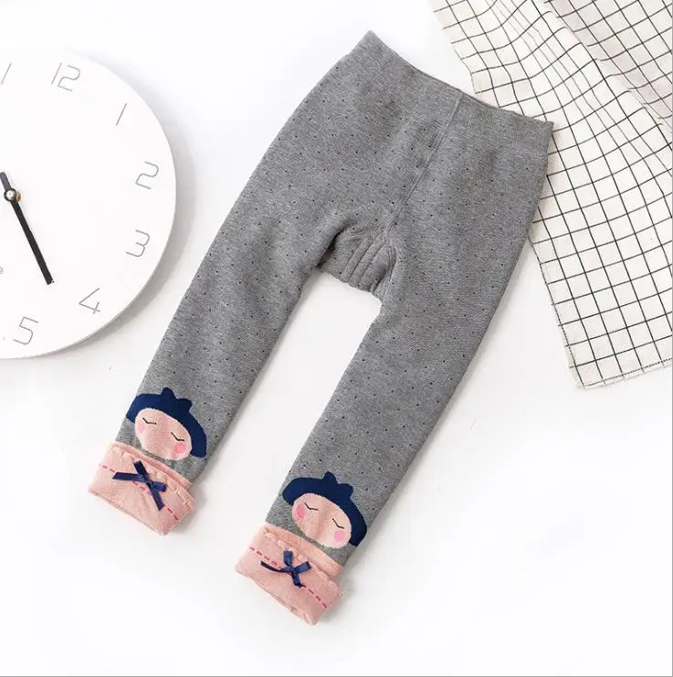 baby girls winter girl&cat terry pantyhose thicker Tights& Stockings 1-3years TZ05 - Цвет: girl grey