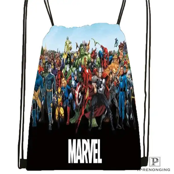 Drawstring Backpack Пользовательские Marvell Comics походная сумка на шнурке милый рюкзак для детей(черная спинка) 31x40 см#2018612-01-8 - Цвет: Drawstring Backpack