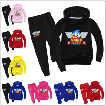 

Children Clothing Sets Cartoon Sonic the Hedgehog Print Baby Boys Tracksuits Kids Girl Sport Suits Hoodies Top+Pants 2pcs Sets
