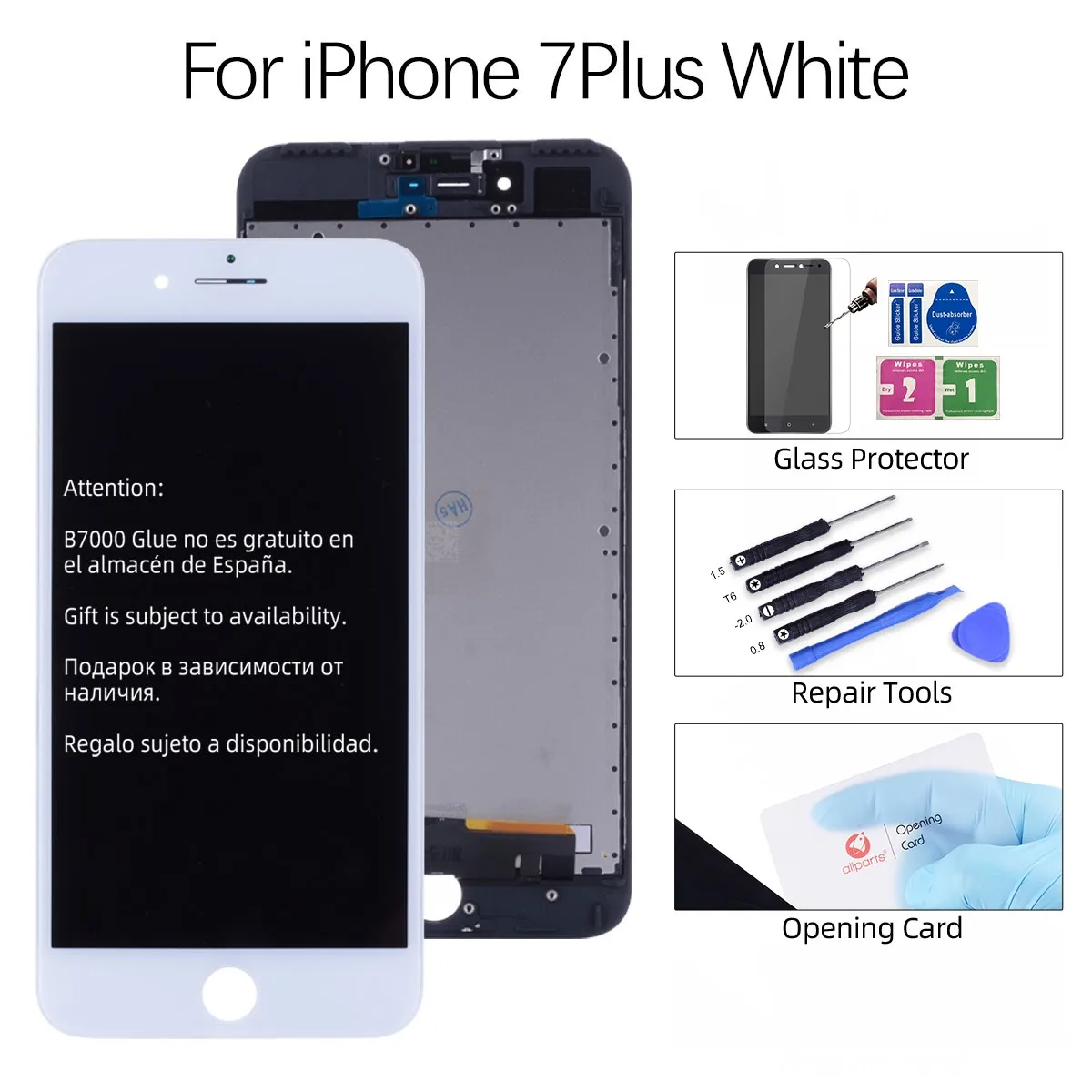 White for iP7 Plus AAA OEM Дисплей для iPhone 7 LCD iPhone 7 Plus в сборе с тачскрином на рамке черный белый - Цвет: White for iP7 Plus