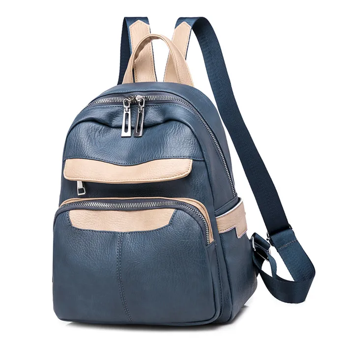 Модный женский рюкзак высокого качества, Молодежные кожаные рюкзаки для девочек-подростков, женская школьная сумка через плечо, рюкзак mochila - Цвет: Синий