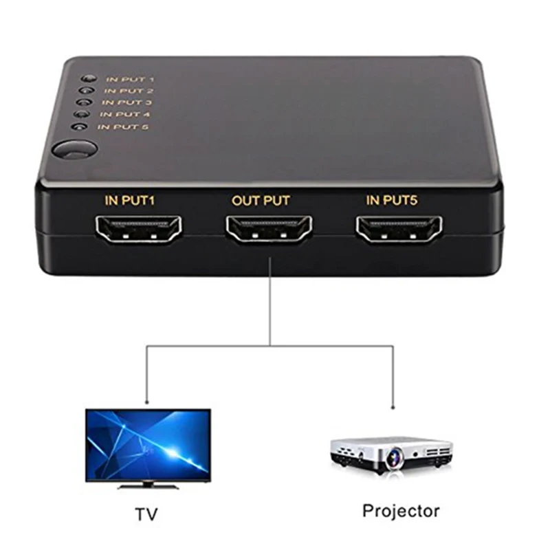HDMI переключатель 5 вход 1 выход 3d 5 порт 4k HDMI переключатель разветвитель с концентратором ИК пульт дистанционного управления для HDTV DVD