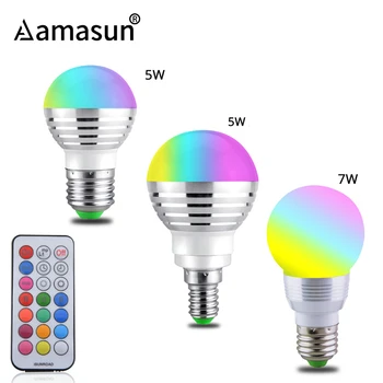 

Color Changing RGB Bulb E14 E27 LED Lamp RGBW Bulb with 21 Key IR Remote Controller for Home Decor Lighting Timing Function