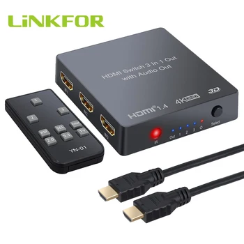 

LiNKFOR 3 порта HDMI-переключатель с конвертером аудио экстрактора Оптический выход Toslink SPDIF Audio 4K 3D 1080P PIP