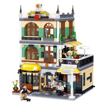 

1186 PCS City Street View Building Blocks Sets Friends Rome Restaurant Model Figures Assembled DIY Bricks Toys for Kids Gift