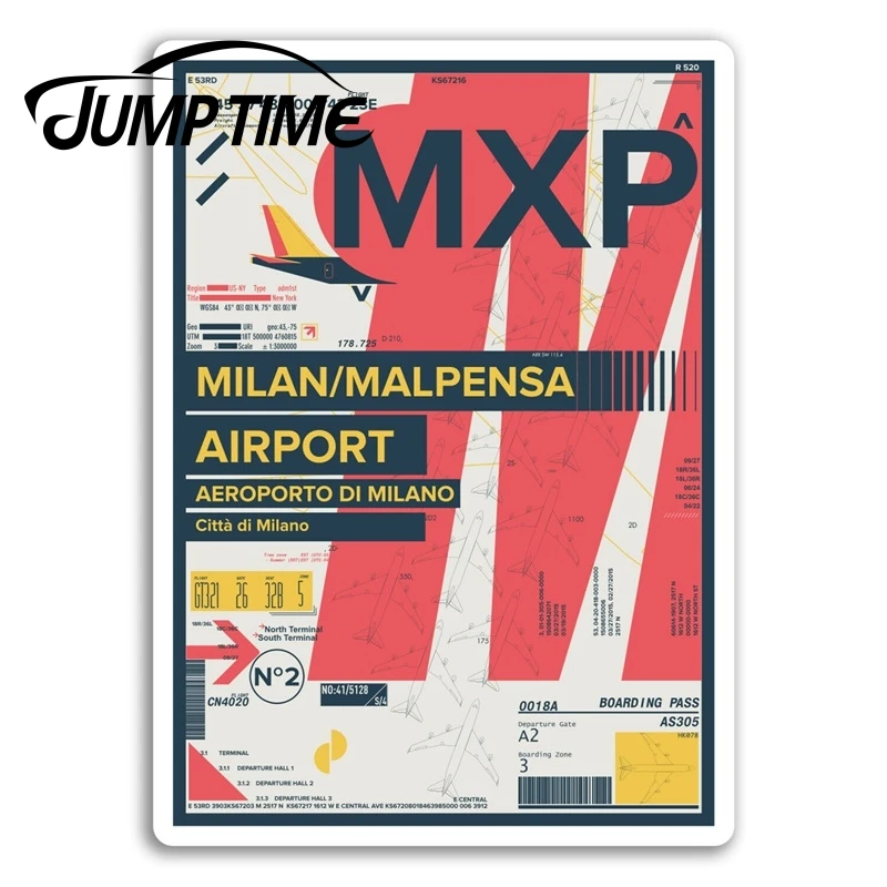 Jump Time for MXP Milan Malpensa Airport Vinyl Stickers Italy Travel Sticker Camper Window Bumper Motor Decal Car Wrap | Автомобили и