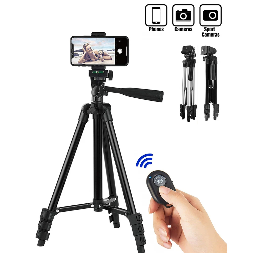 

Camera Phone with Tripod Stand Bluetooth Remote Lightweight Portable AdjustableStand Mount Holder Clip Control For Live Youtube