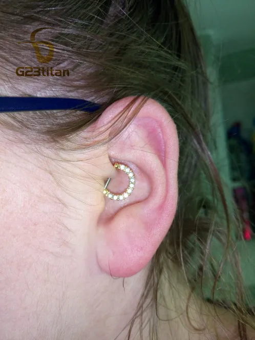 G23titan 16G Titanium Nose Ring Crystal Septum Clicker Ear Rook Nostril Septum Piercing Jewelry Body Accessory - Image 3