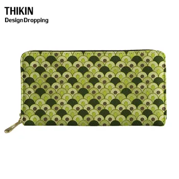 

THIKIN Cartoon Avocado Small Leather Long Wallet for Women Art Deco Cranes Print Causal PU Purse for Mobile and Money Portfel