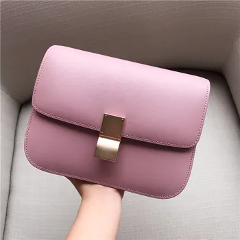 

2020 New size Tofu Bag Fashion Retro Shoulder Messenger Small Square Bag Rose Pink Hand Rub Pattern Leather bag