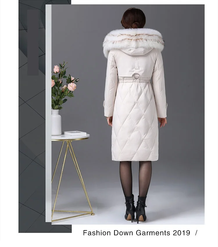 Новинка, модная Женская парка, зимний пуховик, отстегивающееся пальто с капюшоном из лисьего меха, ветронепроницаемое теплое длинное пальто
