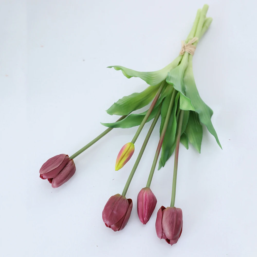 5Pcs bunch Artificial Tulips Flower For Home Wedding Decoration Bride Hand Flowers Real Touch Soft Silicone Tulip flores Decor 21