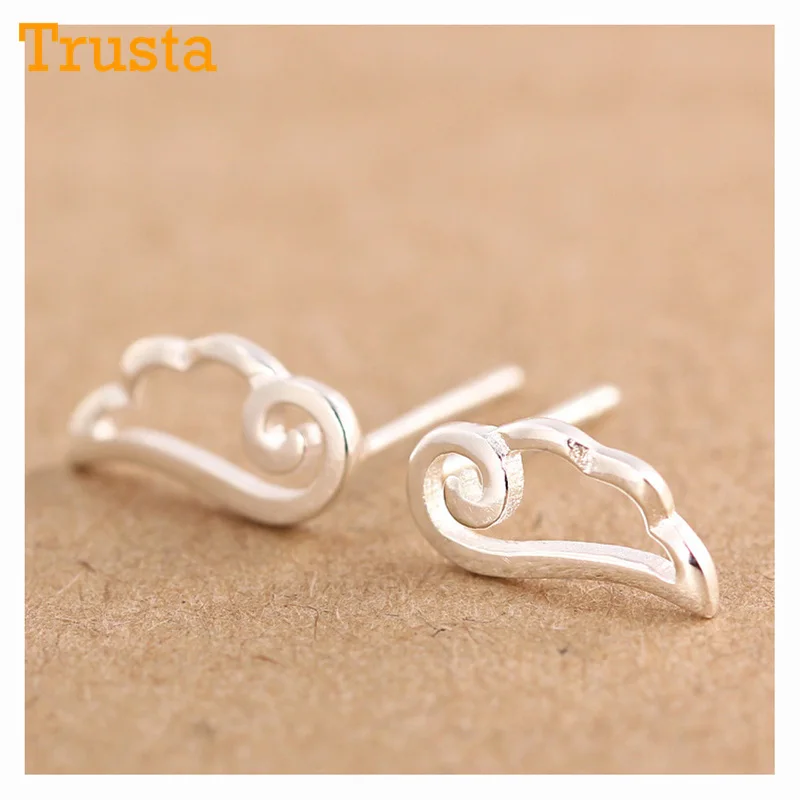 Trusta женские серебряные ювелирные изделия 925 пробы, модные милые миниатюрные серьги-гвоздики с крыльями ангела, подарок для девочек, друзей, детей, леди DS26