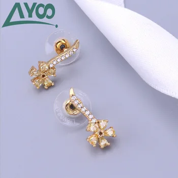

AYOO 2020 new yellow crystal charm flower earrings fashion crystal women's jewelry earrings earrings, gifts for women