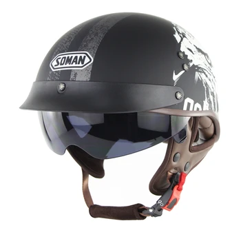 

Original Helmets Dot/GB Approved For Soman SM202 Half Face Open Motorcycle Helmet Retro casco capacete moto