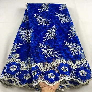 

Nigerian Lace Fabric 2020 High Quality Lace Beaded Lace Fabric Wedding Pink African With Beads Nigerian French Lace Fabric blue
