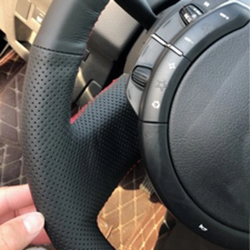 DIY ручной работы черный натуральная кожа Плетеный чехол рулевого колеса автомобиля аксессуары для Citroen Triumph C4 2005-2010