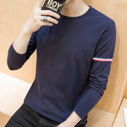 

Shirt Tee Fashion New O-Neck Casual Men T-Shirt Cotton T Shirts Print Slim Fit Long Sleeve HGP002