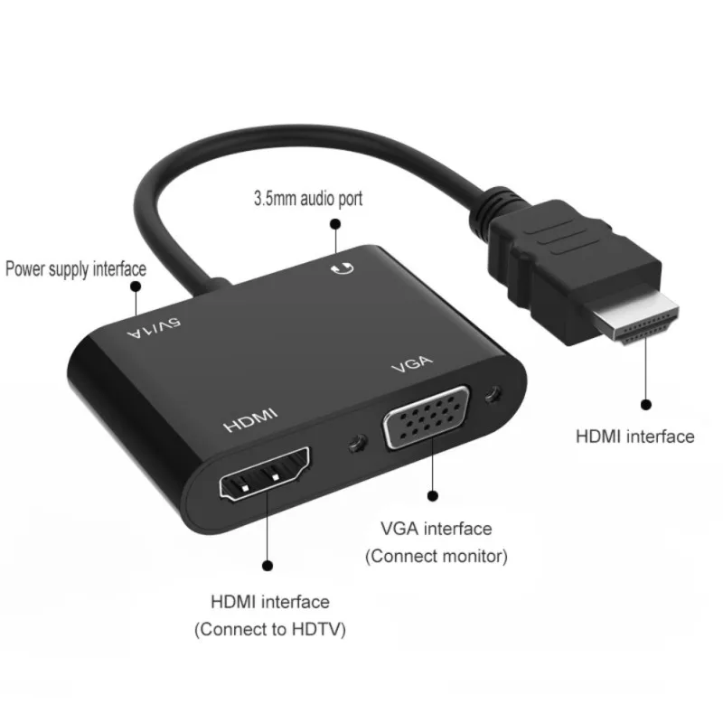 1080P HDMI к HDMI/VGA кабель конвертер адаптер с аудио 3 5 мм USB порт для ноутбука ПК